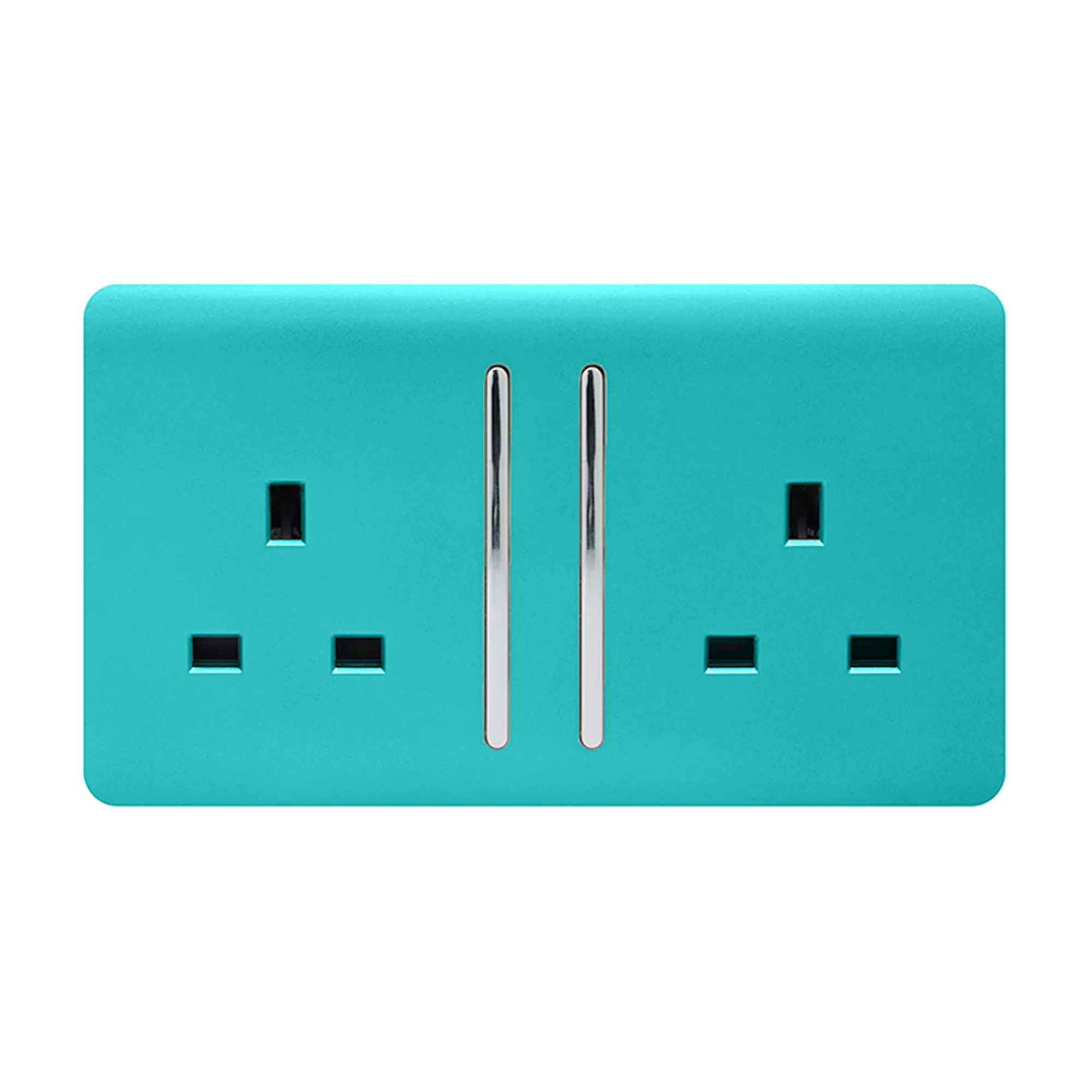 2 Gang 13Amp Long Switched Double Socket Bright Teal